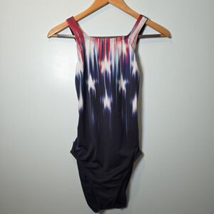 SPEEDO WOMENS RED WHITE & BLUE MICHAEL PHELPS TEAM SPEEDO SWIMSUIT‎ SIZE 38